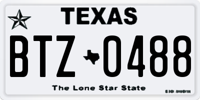 TX license plate BTZ0488