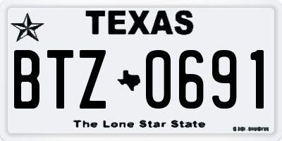 TX license plate BTZ0691