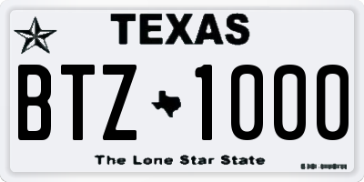 TX license plate BTZ1000