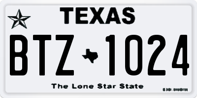 TX license plate BTZ1024