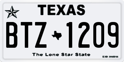 TX license plate BTZ1209