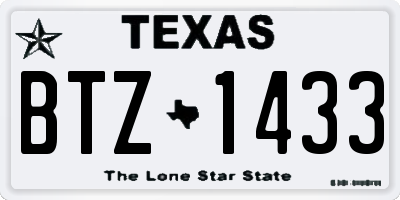 TX license plate BTZ1433