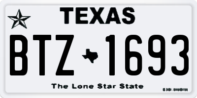 TX license plate BTZ1693