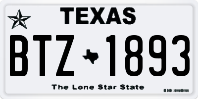 TX license plate BTZ1893