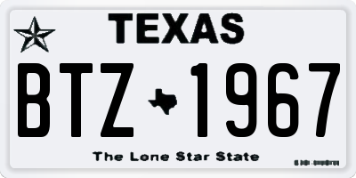 TX license plate BTZ1967