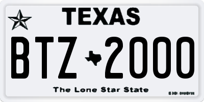 TX license plate BTZ2000