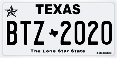 TX license plate BTZ2020