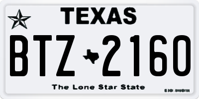 TX license plate BTZ2160