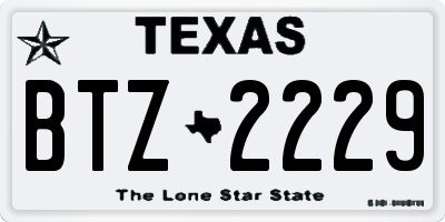 TX license plate BTZ2229