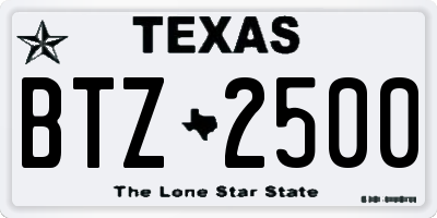 TX license plate BTZ2500