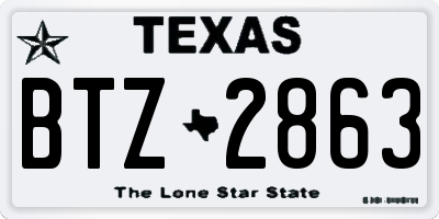 TX license plate BTZ2863