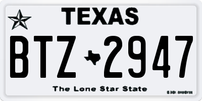 TX license plate BTZ2947