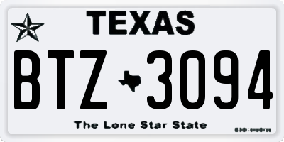 TX license plate BTZ3094