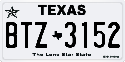 TX license plate BTZ3152