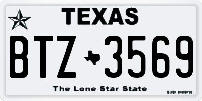 TX license plate BTZ3569