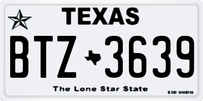 TX license plate BTZ3639