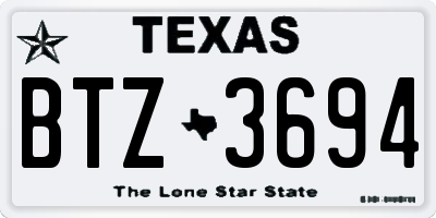 TX license plate BTZ3694