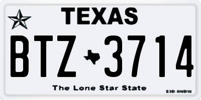 TX license plate BTZ3714