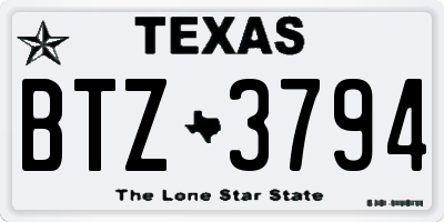 TX license plate BTZ3794