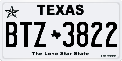 TX license plate BTZ3822