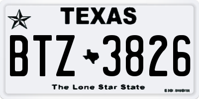 TX license plate BTZ3826