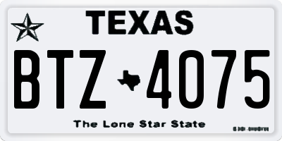 TX license plate BTZ4075
