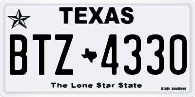 TX license plate BTZ4330