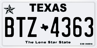 TX license plate BTZ4363