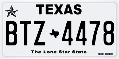 TX license plate BTZ4478