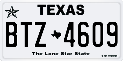 TX license plate BTZ4609