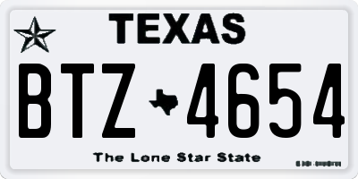 TX license plate BTZ4654