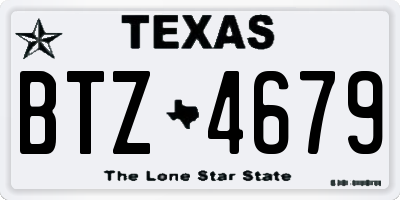 TX license plate BTZ4679
