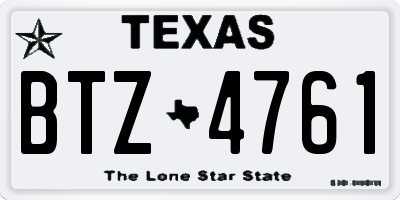 TX license plate BTZ4761