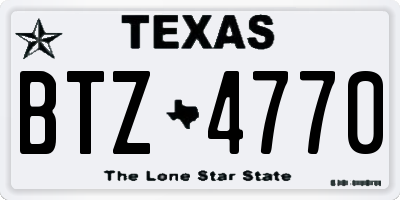 TX license plate BTZ4770