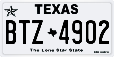 TX license plate BTZ4902
