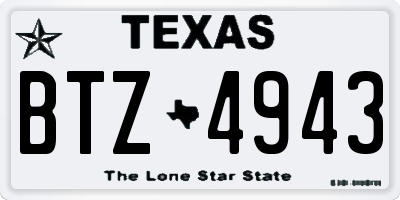 TX license plate BTZ4943