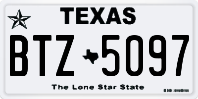 TX license plate BTZ5097