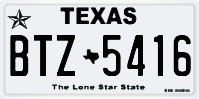 TX license plate BTZ5416