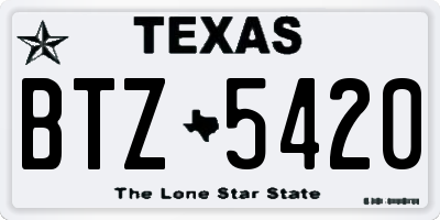 TX license plate BTZ5420