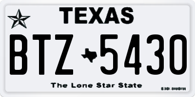 TX license plate BTZ5430