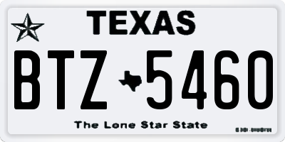 TX license plate BTZ5460