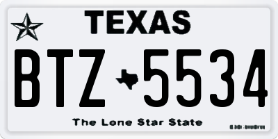 TX license plate BTZ5534