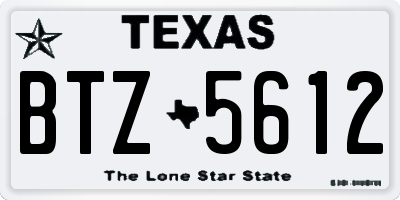 TX license plate BTZ5612