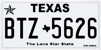 TX license plate BTZ5626