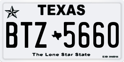 TX license plate BTZ5660