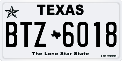 TX license plate BTZ6018