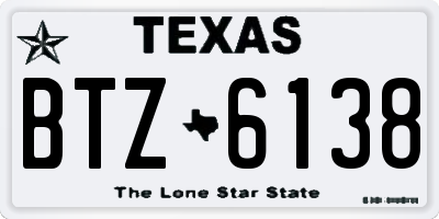 TX license plate BTZ6138