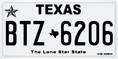 TX license plate BTZ6206