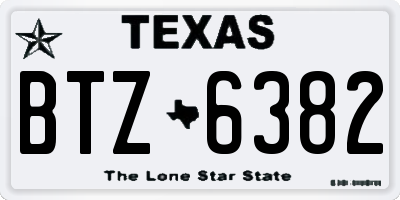 TX license plate BTZ6382