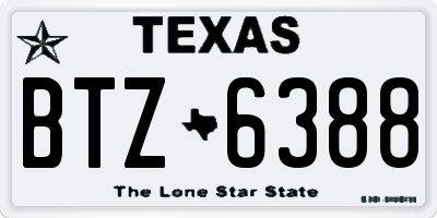 TX license plate BTZ6388